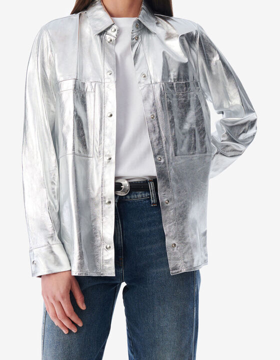 SILVER LEATHER OVERSHIRT