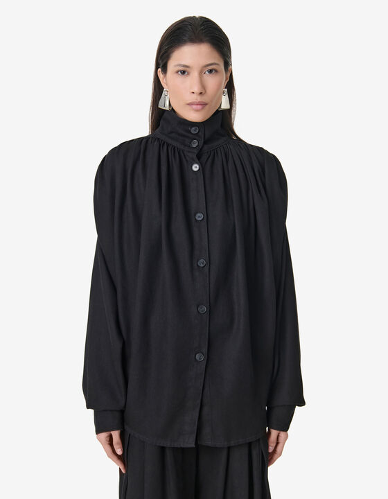 DENIM HIGH COLLAR SHIRT