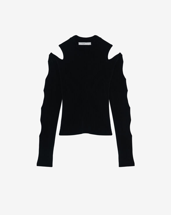 EPIRA STAND-UP COLLAR SWEATER WITH CUT-OUTS