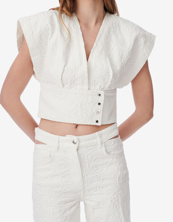 V-NECK DENIM TOP