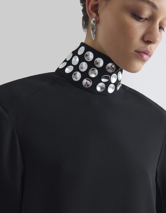 HIGH-NECK BLOUSE WITH STUDS