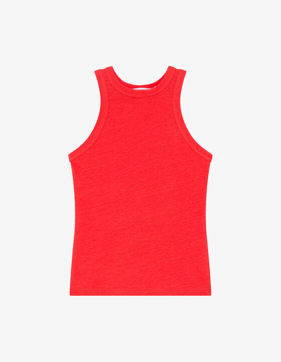FITTED LINEN TANK TOP