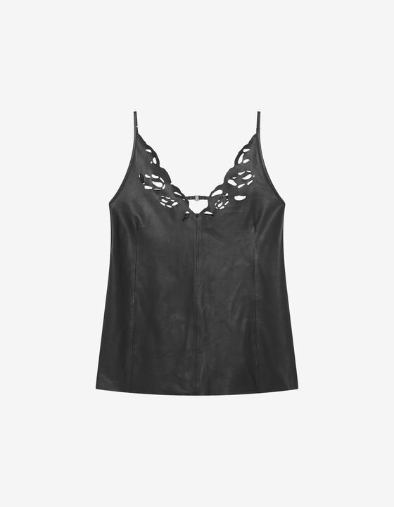 OPENWORK LEATHER TOP