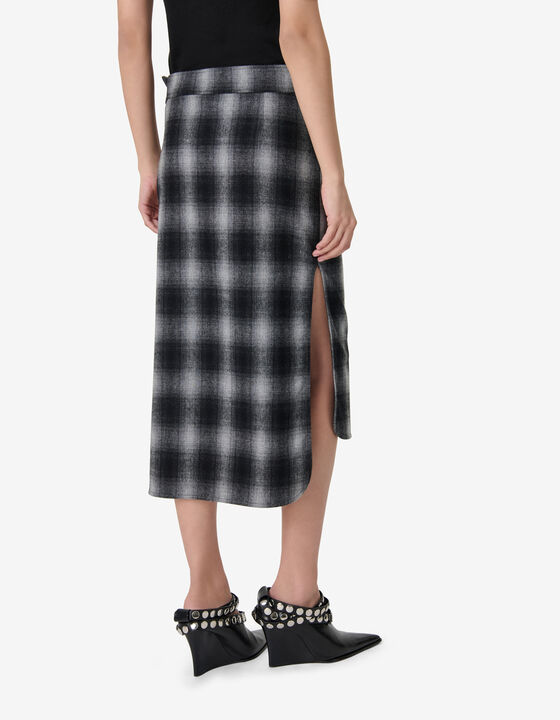 CHECKED MIDI SKIRT