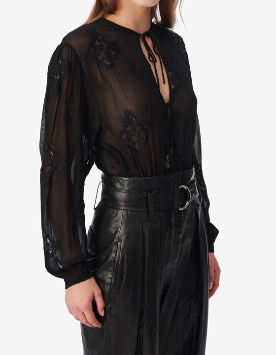 EMBROIDERED TOP WITH TIES
