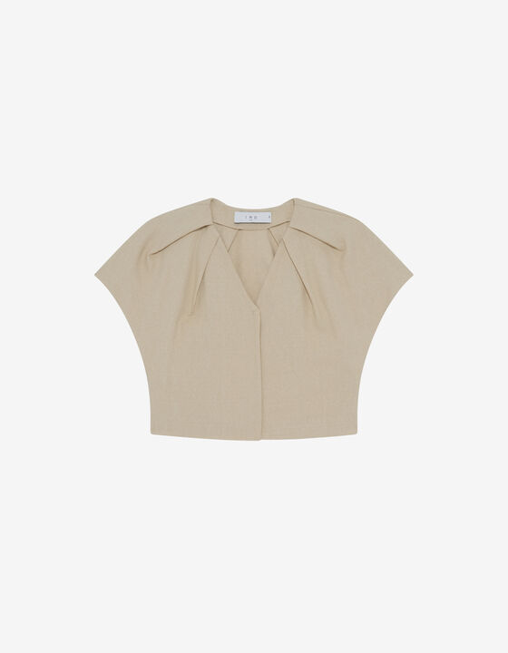 V-NECK PLEATED TOP