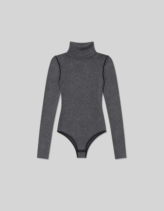 LUREX BODYSUIT WITH A ROLLED COLLAR