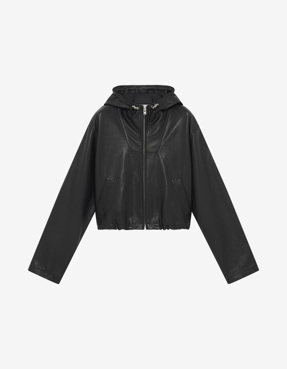 BLOUSON &Agrave; CAPUCHE EN CUIR