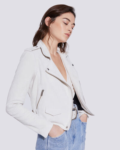 Iro Kolmar Biker Jacket In White Leather In Chalk