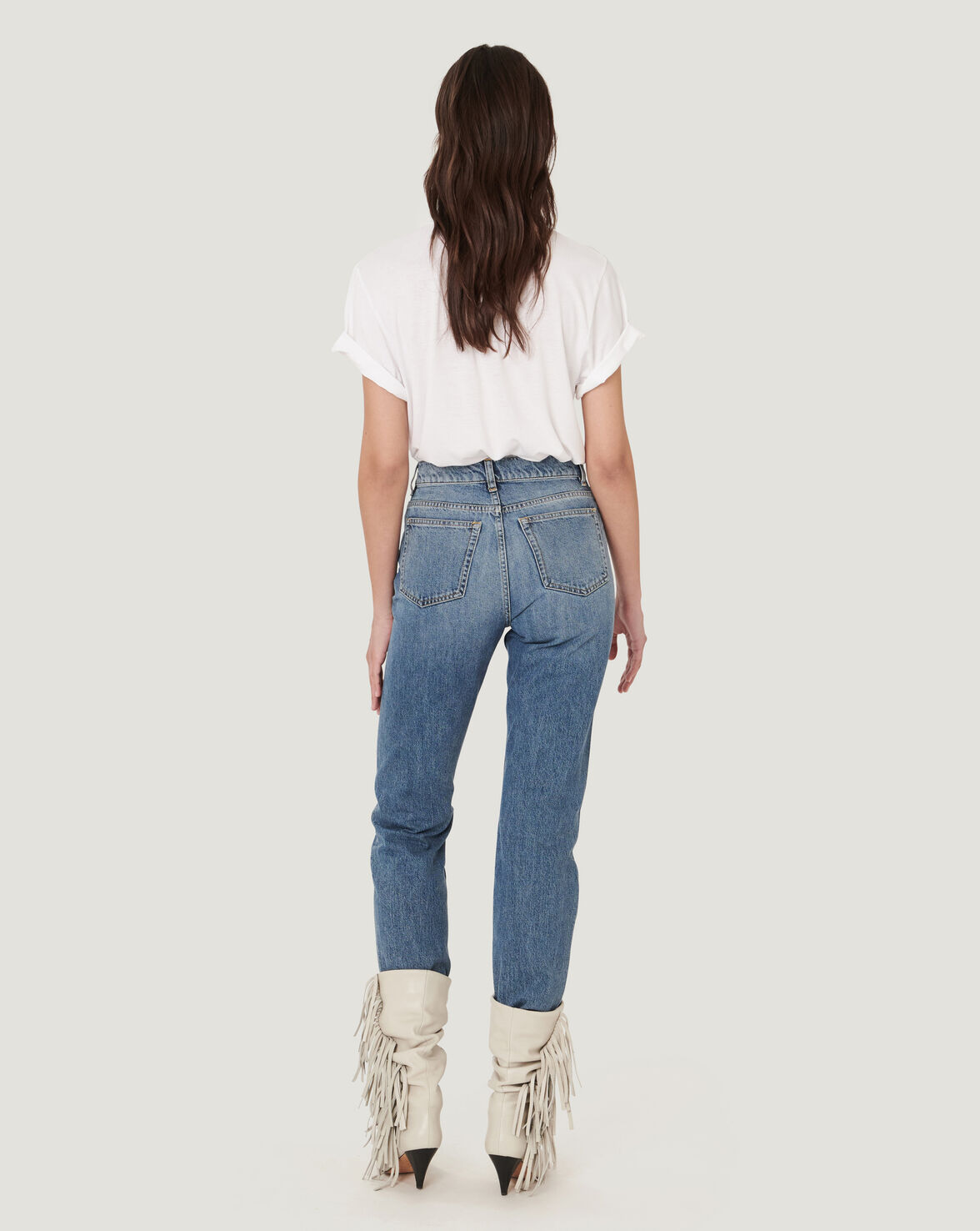 GANEMEI FADED HIGH WAIST JEANS image number null