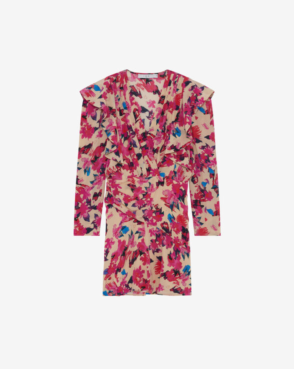 MASCA SHORT PRINTED V-NECK DRESS