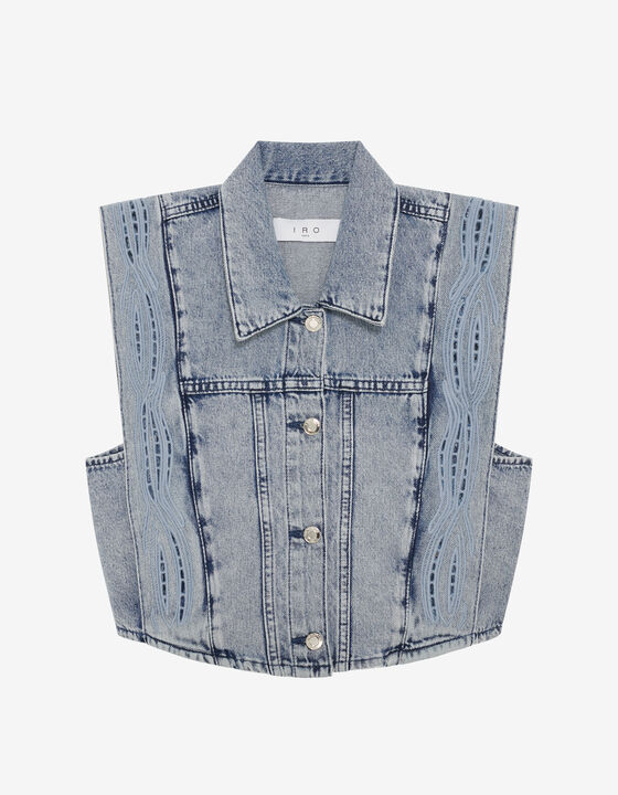DENIM SLEEVELESS JACKET