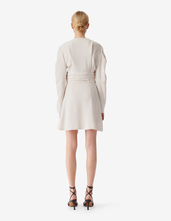 ROBE COURTE COL V &Agrave; VOLANTS