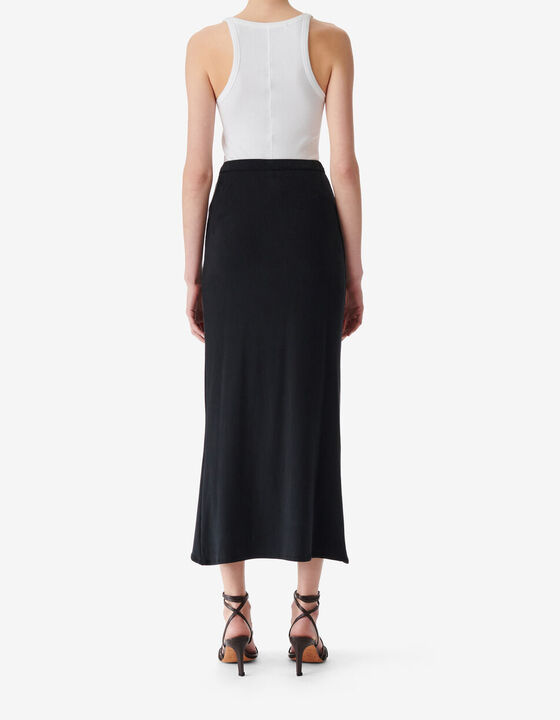 SLIT JERSEY MIDI SKIRT