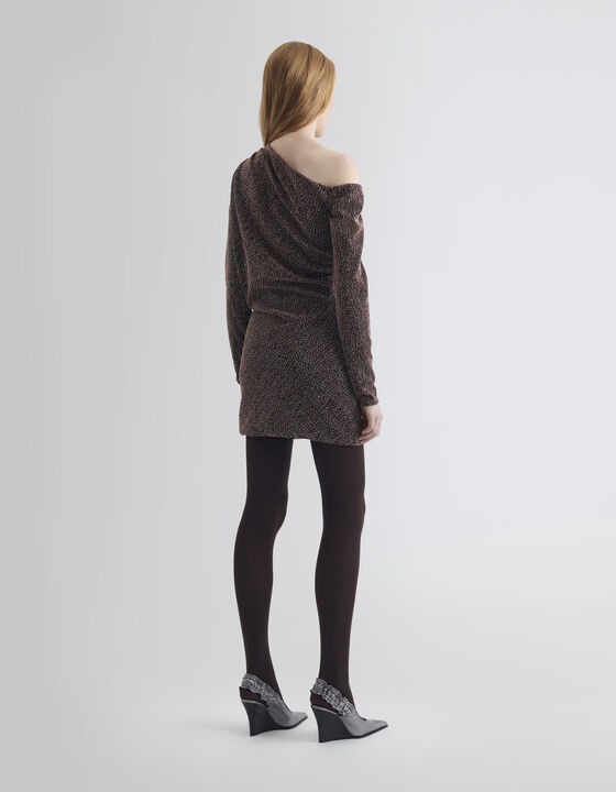 DRAPED DRESS WITH RHINESTONES