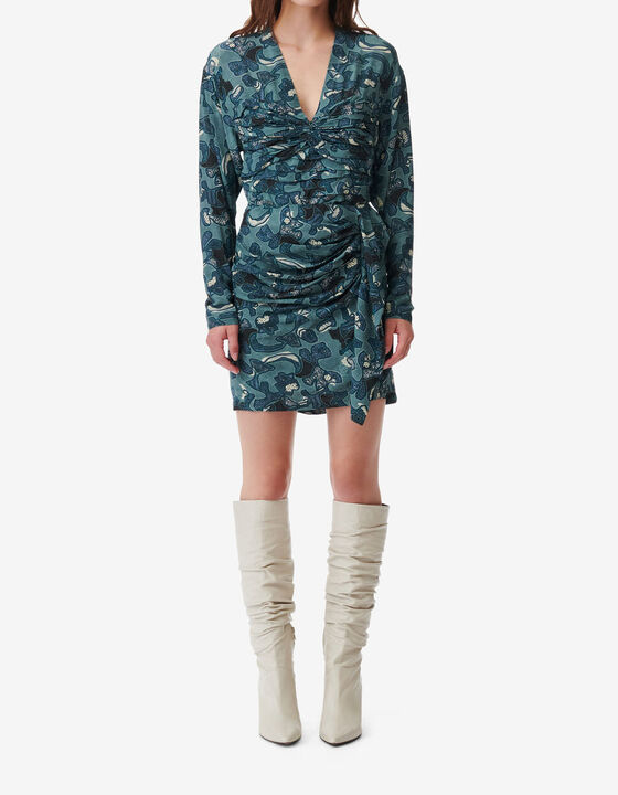 PRINTED CROPPED V-NECK TOP