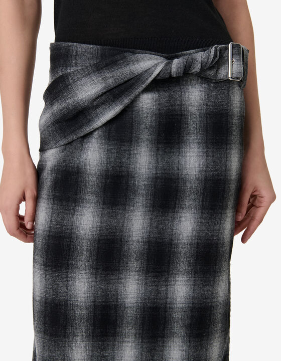 CHECKED MIDI SKIRT