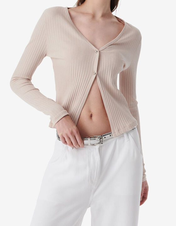 RIBBED V-NECK CARDIGAN