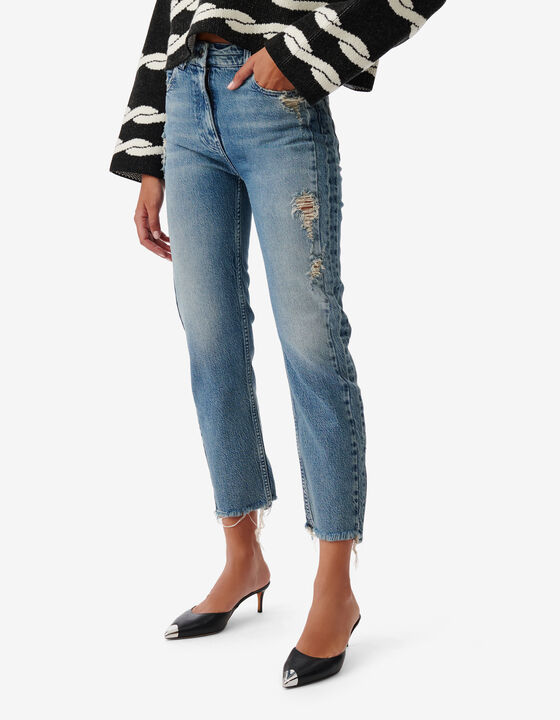RIPPED STRAIGHT FIT JEANS
