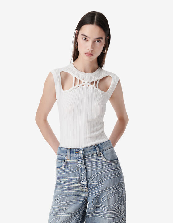 RIBBED ROUND-NECK TOP