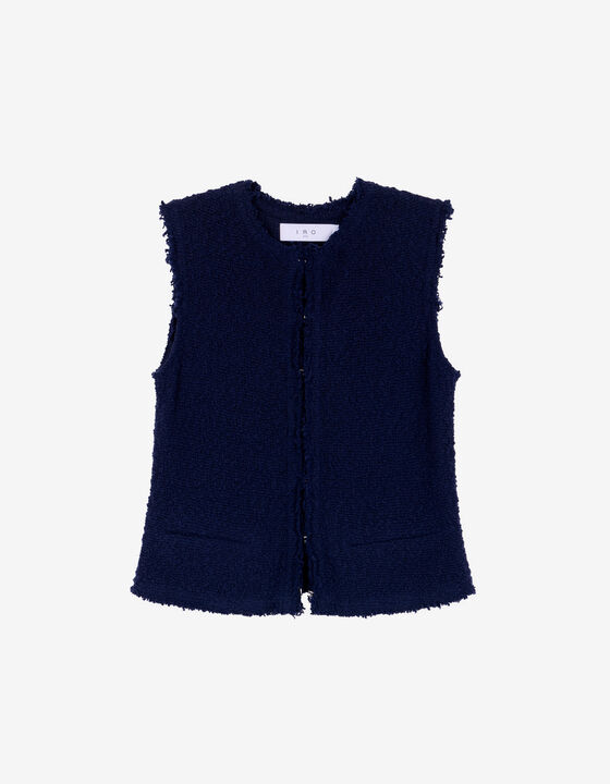 TEXTURED TWEED SLEEVELESS JACKET