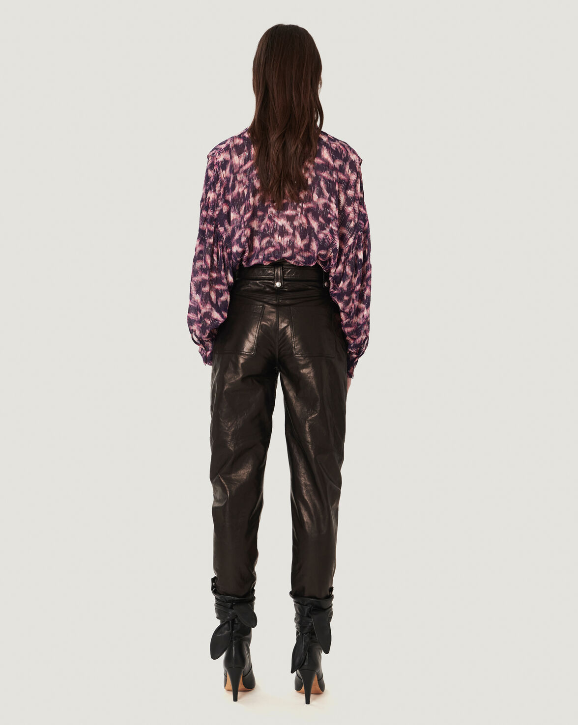 ATSU HIGH WAIST CROPPED LEATHER TROUSERS image number null
