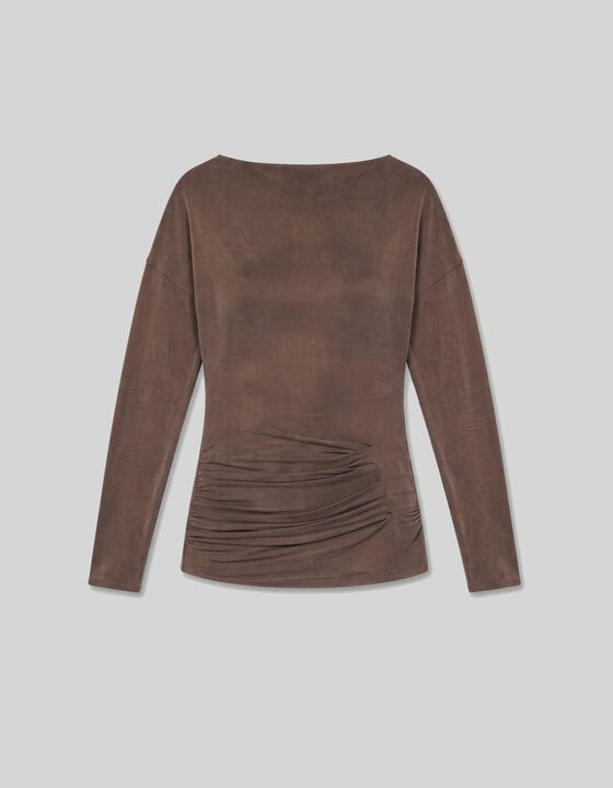 DRAPED BOAT-NECK TOP