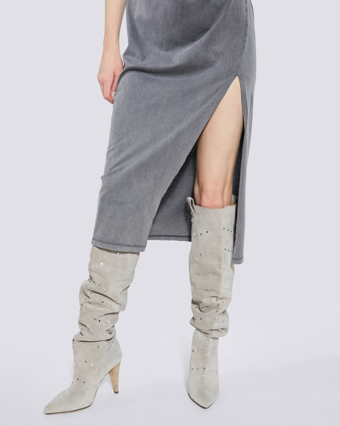 ELGOW STUDDED SUEDE SLOUCHE BOOTS image number null