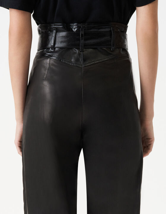 PANTALON CEINTUR&Eacute; EN CUIR