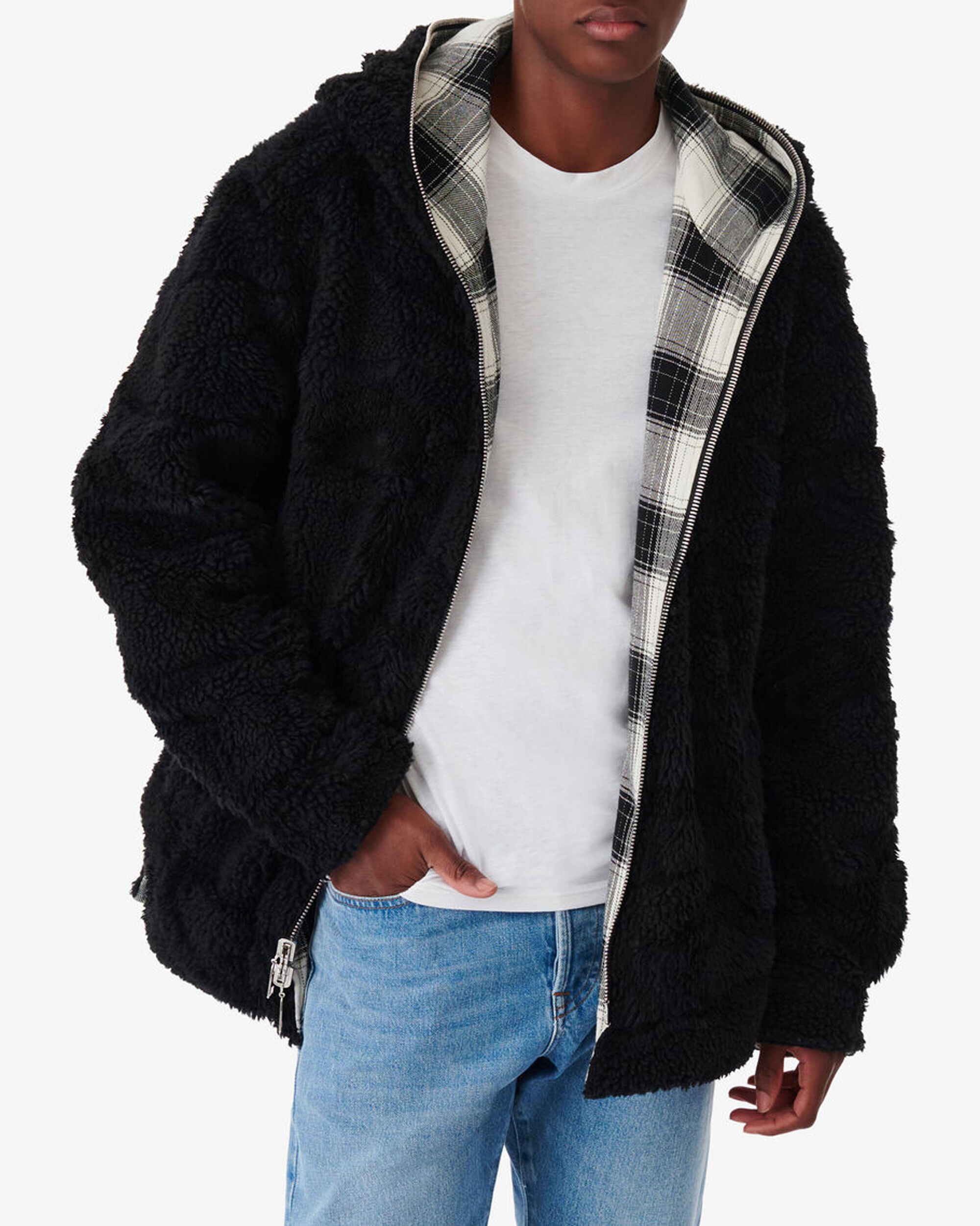 Reversible hooded online sherpa jacket