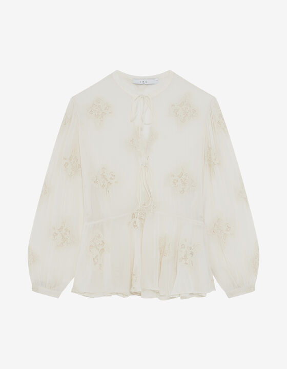 EMBROIDERED TOP WITH TIES