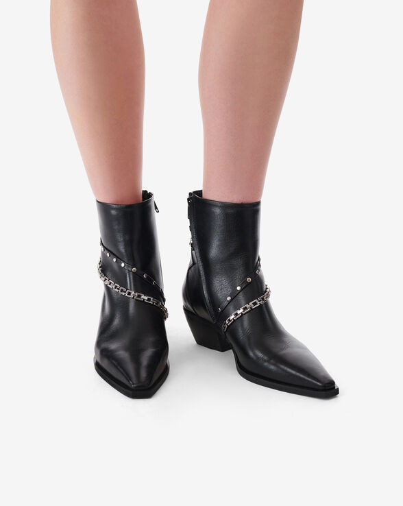 EDDY WESTERN BOOTS WITH CHAINS AND STUDS