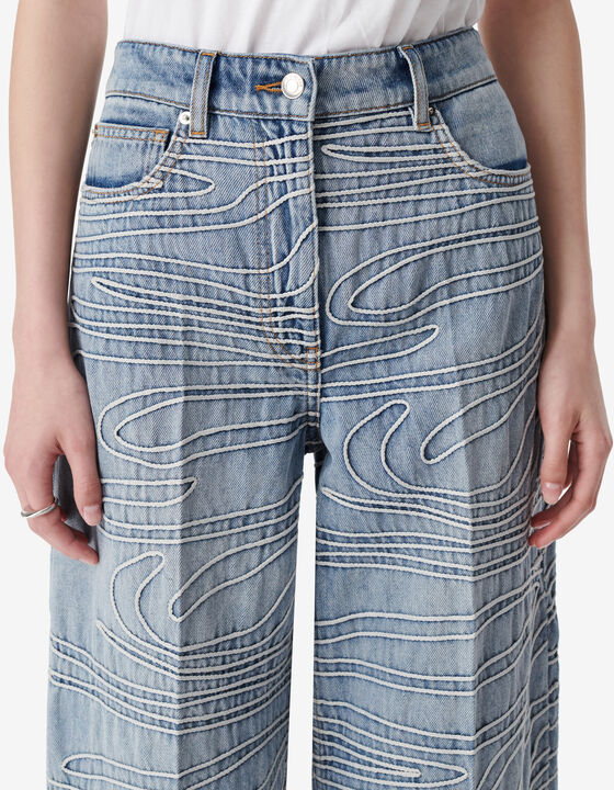 EMBROIDERED DENIM PANTS