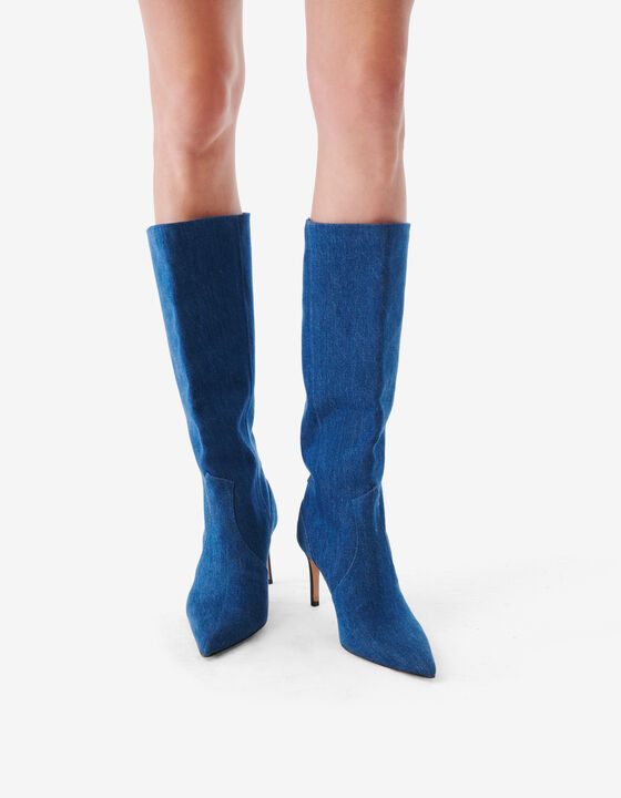 DENIM HIGH-HEELED BOOTS