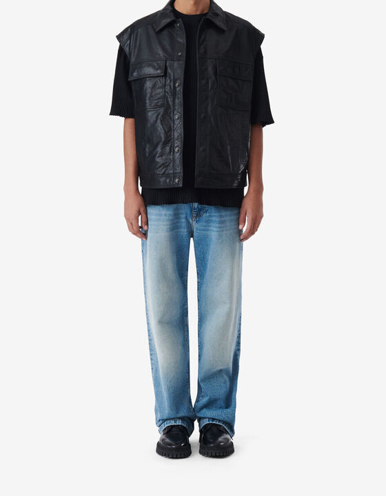 VESTE EN CUIR SANS MANCHES