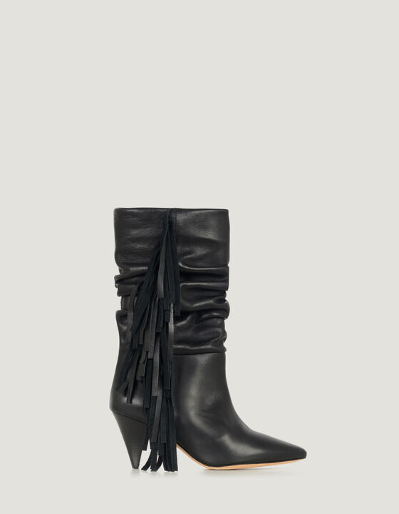 CRANKO LEATHER FRINGE SLOUCH BOOTS