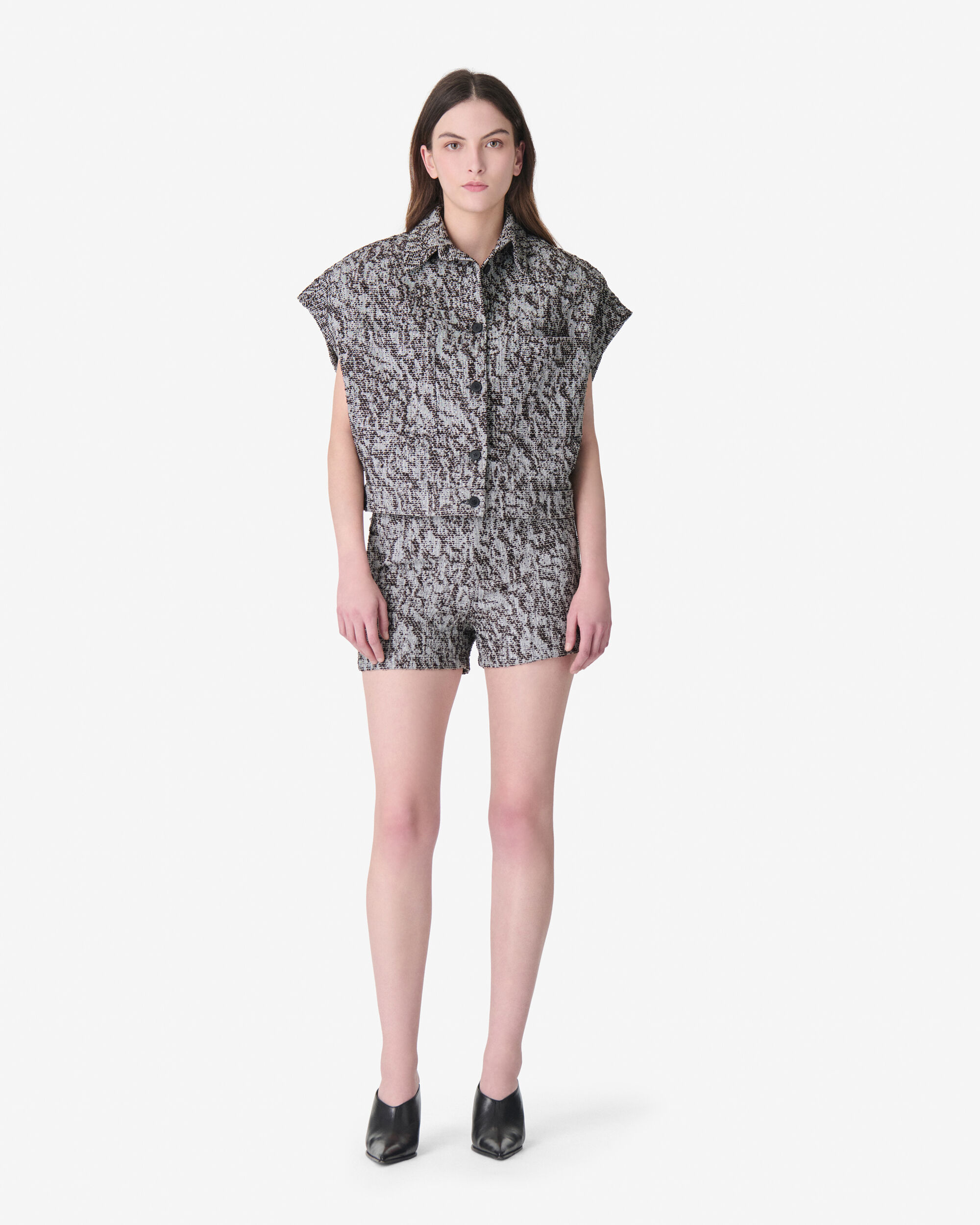 ESTEL women brown sleeveless tweed overshirt | IRO