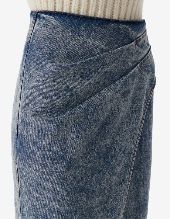 JUPE MIDI EN JEAN D&Eacute;LAV&Eacute;