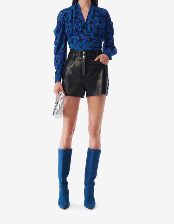 SHORT EN CUIR BRODÉ