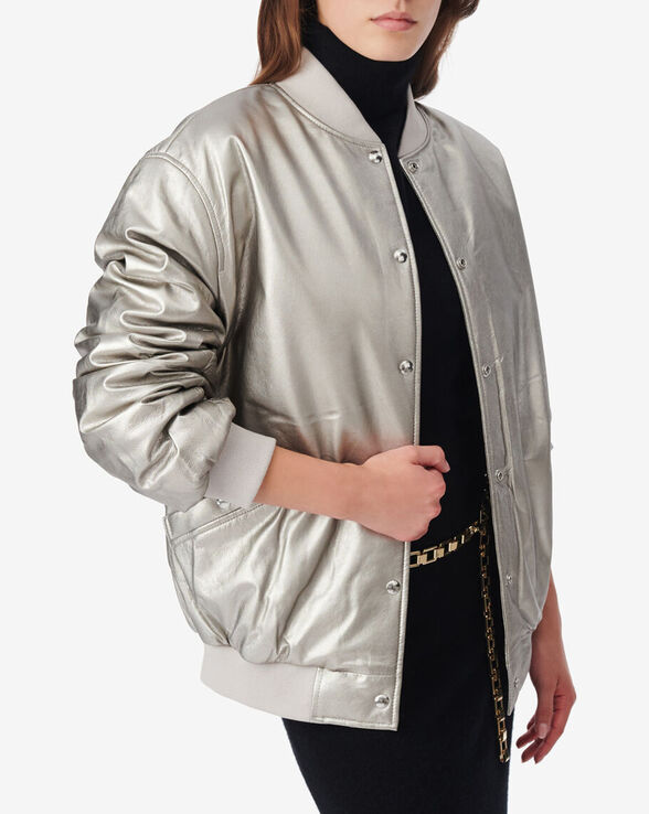 BOMBER OVERSIZE EN CUIR MOREL