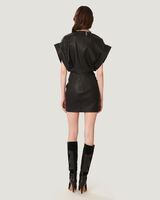 UJIN SHORT SLEEVE LEATHER MINI DRESS image number null
