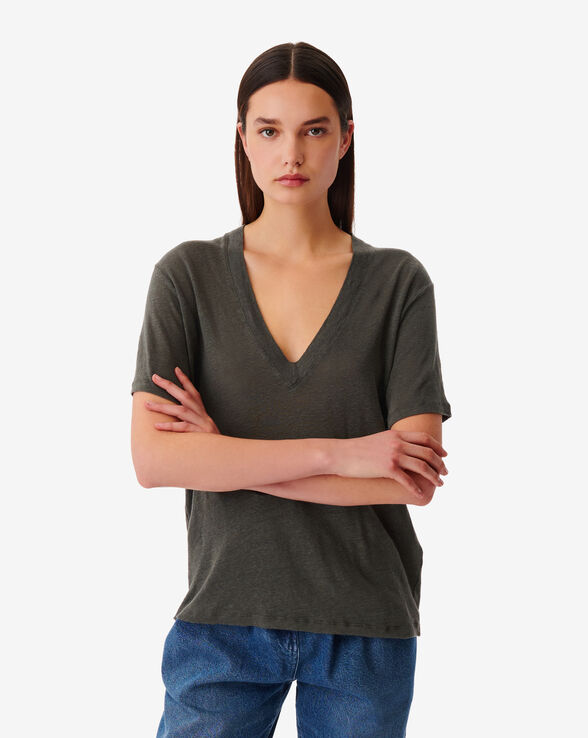 T-SHIRT EN LIN COL V JEYLA