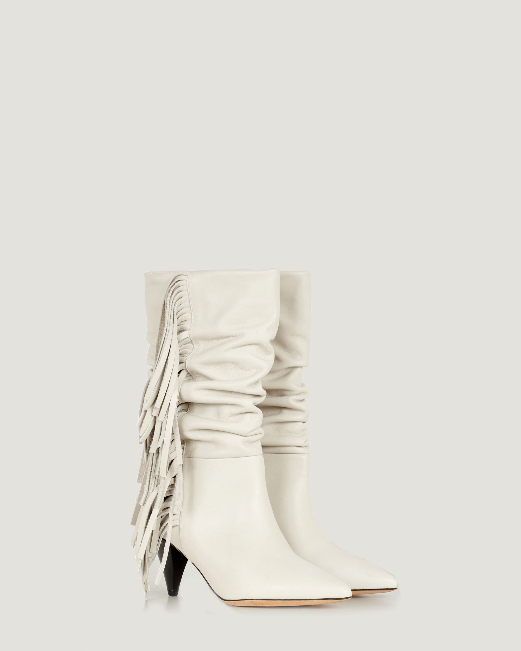 white fringe boots