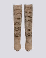 HORSE POINTED TOE PERFORED HIGH BOOTS image number null