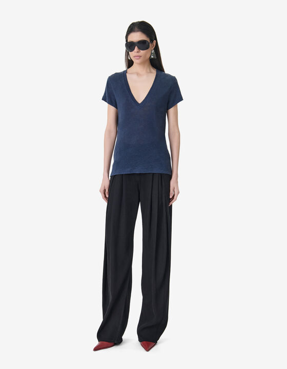 V-NECK LINEN T-SHIRT