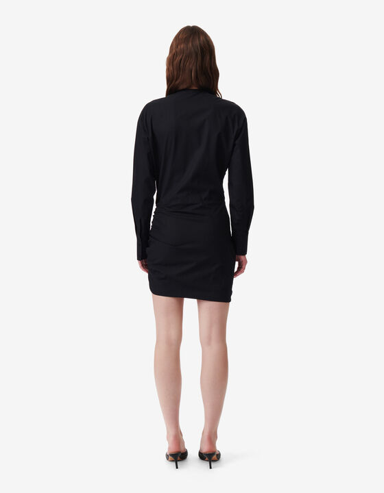 V-NECK COTTON POPLIN DRESS