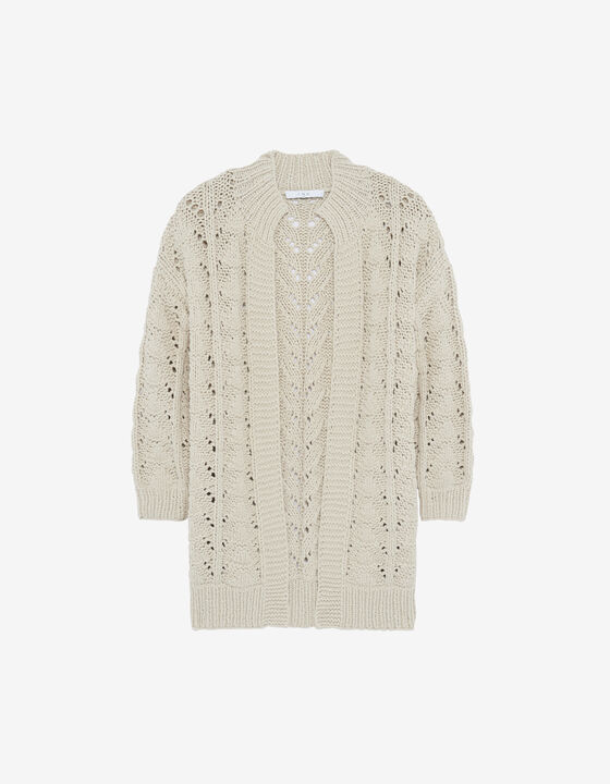 LONG OPENWORK KNIT CARDIGAN