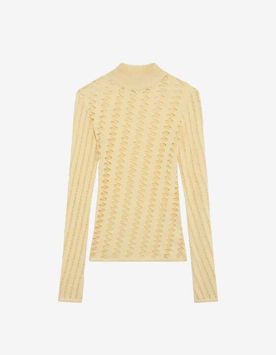 OPENWORK PULLOVER WITH TURTLE NECK