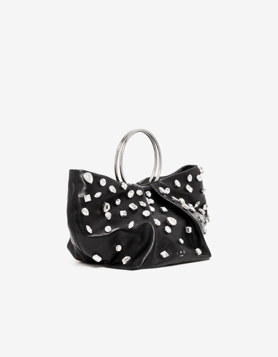 LEATHER BAG WITH RHINESTONES