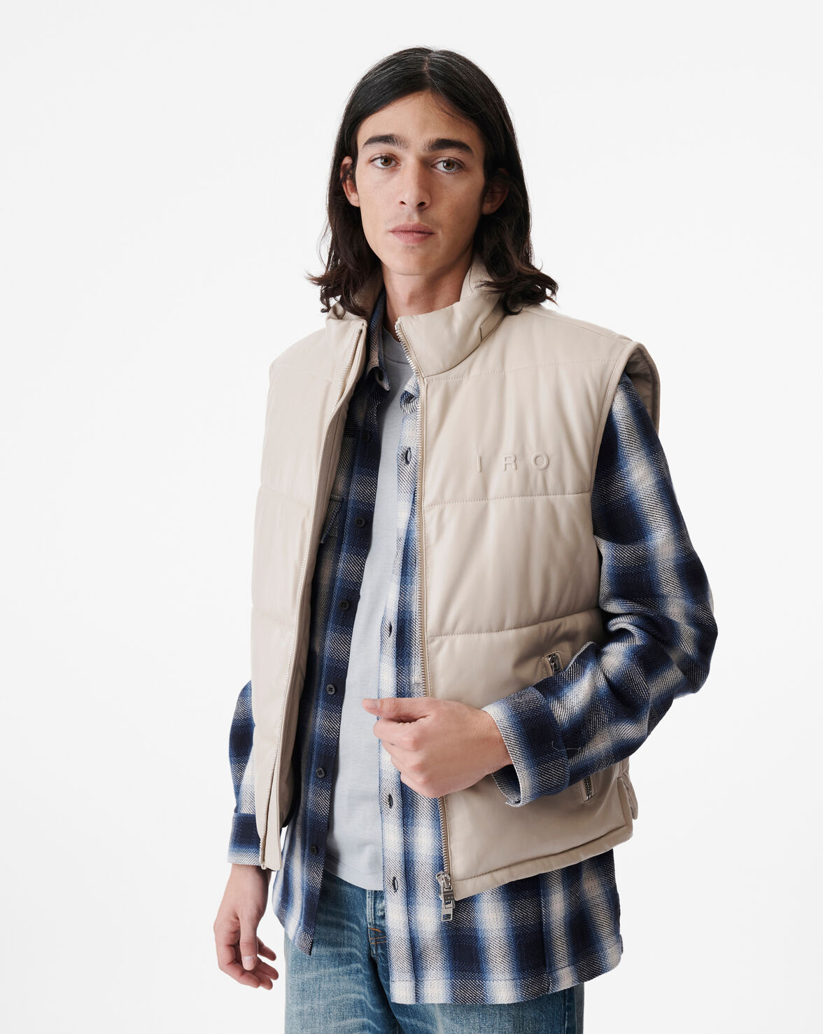 Iro Inra Sleeveless Leather Down Jacket In Sand